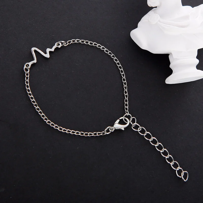 Новые простые браслеты в форме сердца Ecg для женщин Pulseras Mujer с частотой любви