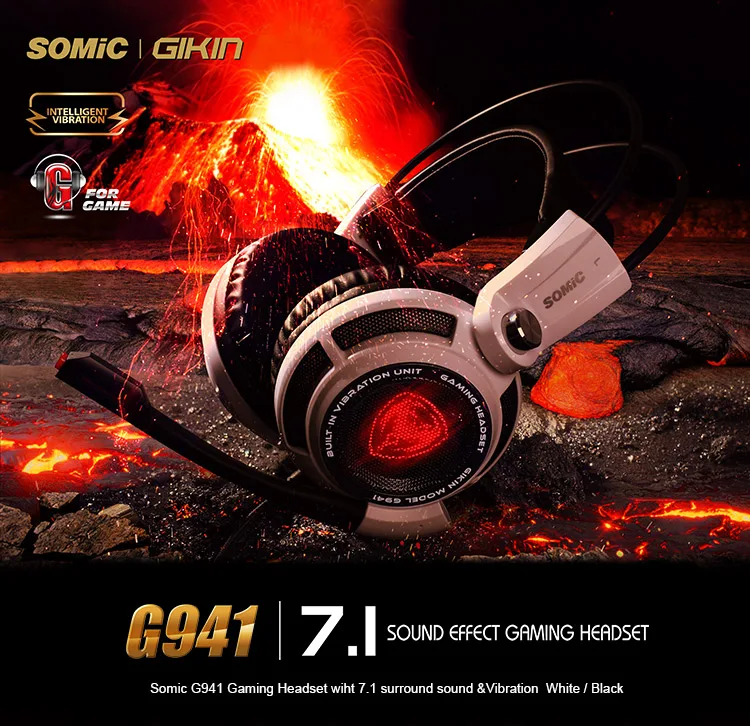 Somic G941 USB 7,1 Виртуальная объемная звуковая игровая гарнитура наушники с микрофоном стерео Бас Вибрация для ПК PS4 геймера