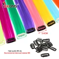 Syntetyczne długie proste damskie syntetyczne włosy Clip In Extension Hairpiece Purple Pink Red Blue Rose kolorowe