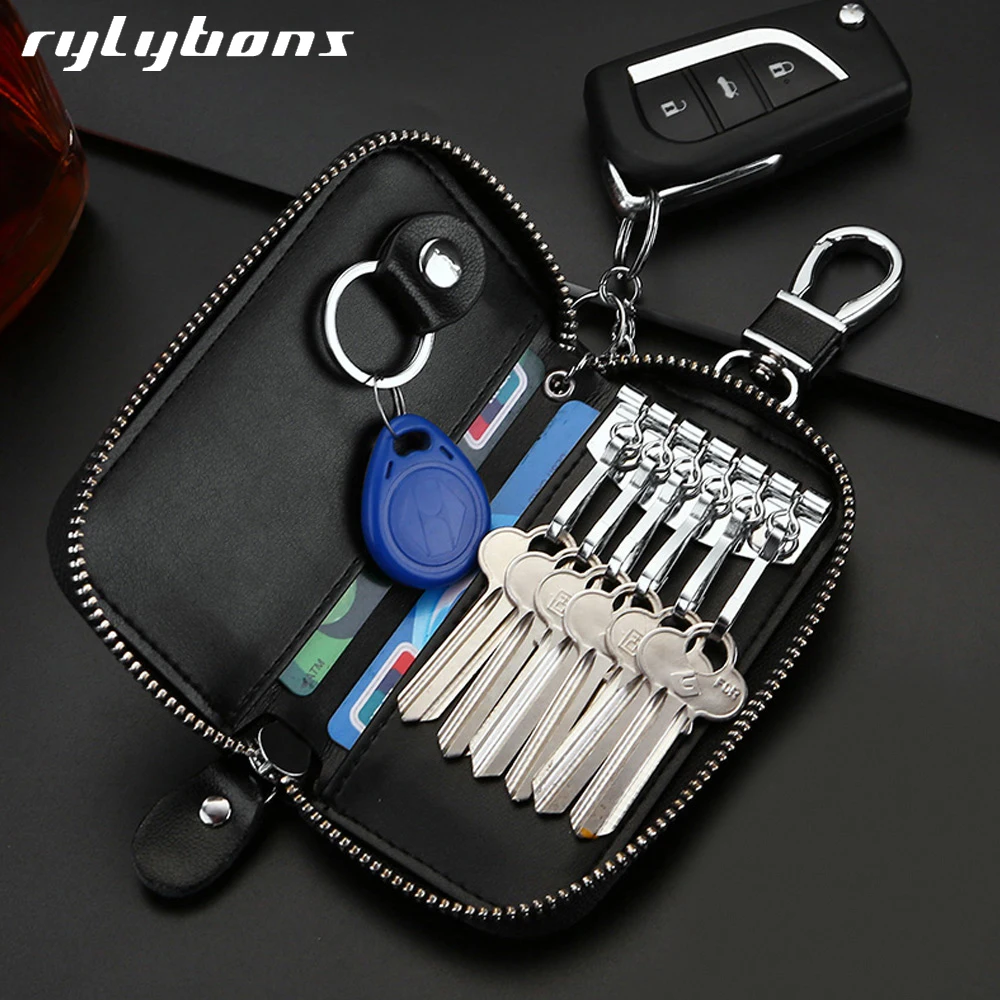 Rylybons Кожаный Автомобильный держатель для ключей кошельки мужчин ключница