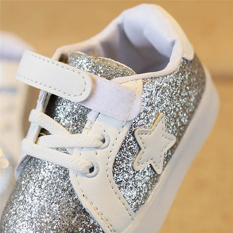 2017 весенне-осенние детские модные кроссовки украшенные звездами светящиеся