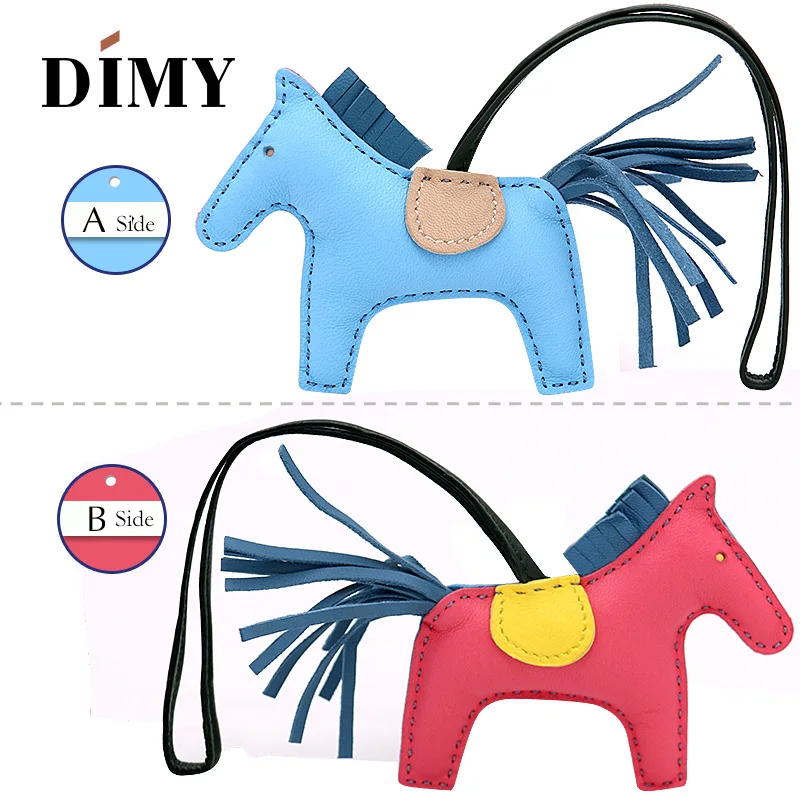 Latest fashion Genuine Leather Rodeo Pony Charm for women's Bag New Horse bag charm 2-side Bicolor PM 13*10 cheap purse charm