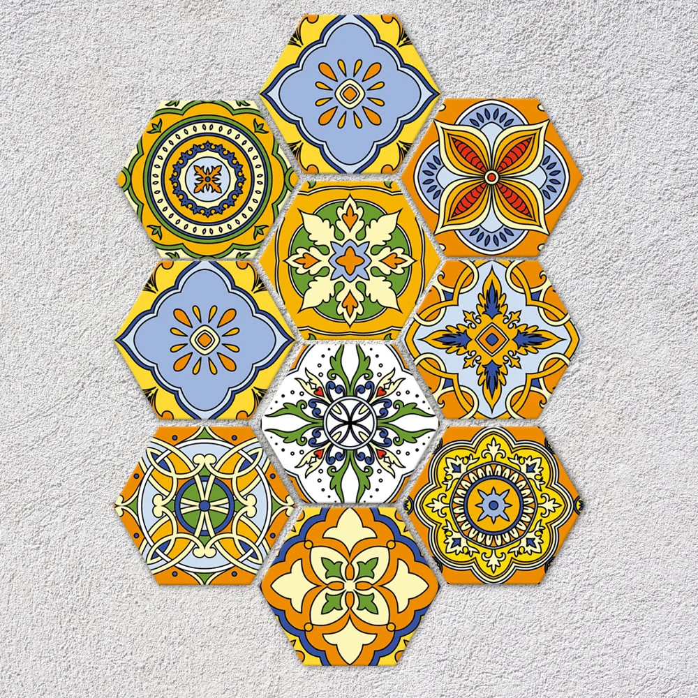 

10pcs/set New Moroccan Style Floor Tile Stickers Home Decoration Wall Stickers Tiles Ground Bedroom Bathroom Home Decor Supplies