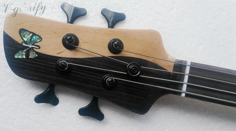 Пламя клен смесь с палисандр тела Foderaa активный 4 струны fretless бас гитара|guitar