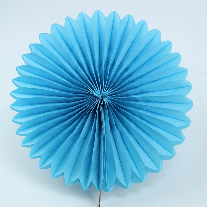 Light Blue 10 см 4 дюйма веера из папиросной бумаги Pinwheels Висячие цветочные бумажные поделки для детского душа день рождения вечеринка Свадьба Рождество украшения - Цвет: Light Blue