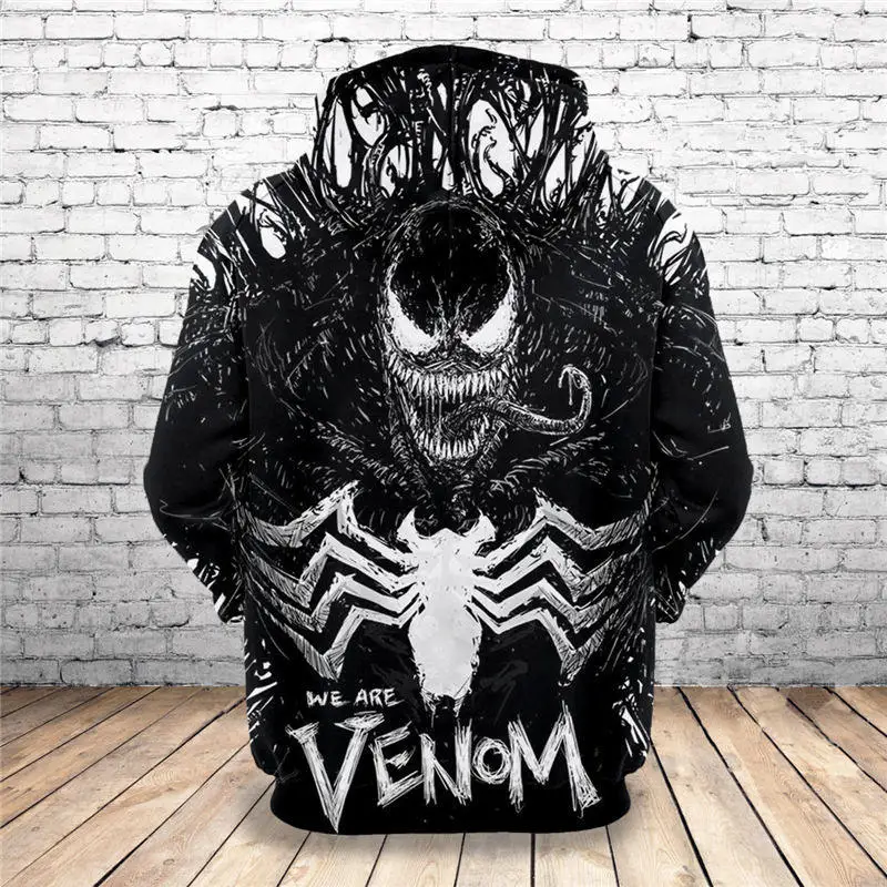 Горячая новинка Толстовка индивидуальный дизайн Venom 3D толстовки с принтом уникальные пуловеры топы мужская одежда Прямая поставка F76