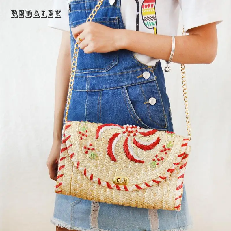 New Beach Bag For Summer Chain Women Messenger Bags Bohemian Style Mini Straw Weave Shoulder Crossbody Square Bolsos | Багаж и сумки