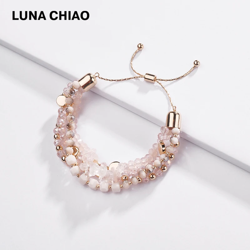 Женские многослойные браслеты LUNA CHIAO плетеные из натурального камня с