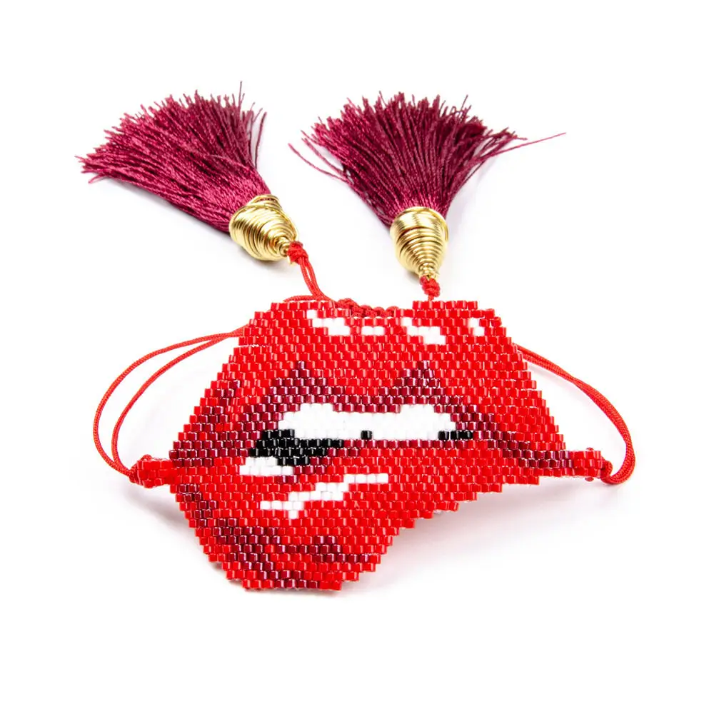 MI-B180346A Evil Eye Go2boho MIYUKI браслет укус браслет в форме губ красный Bileklik ювелирные изделия браслеты черный кристалл женские новые кисточки ручной работы тканый подарок - Окраска металла: MI-B180346A Evil Eye