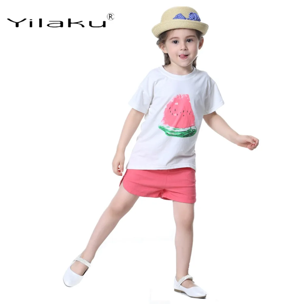 Yilaku/комплекты одежды для девочек модный летний комплект без рукавов детский