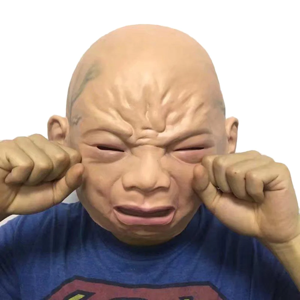 Горячая Реалистичная жуткая плачущая маска для малышей латексные маски с полной