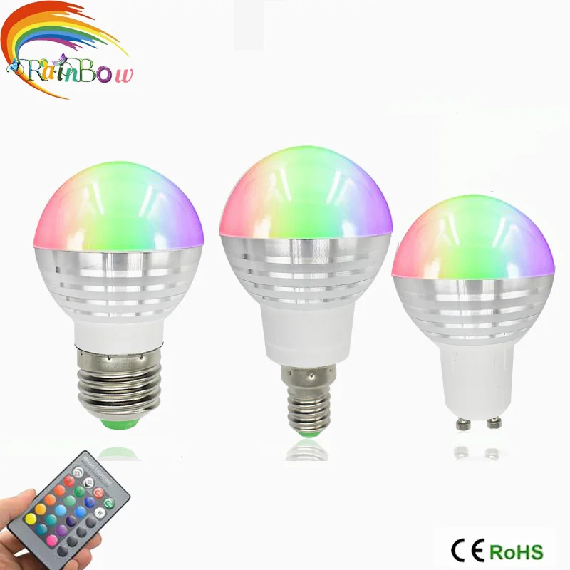 E27 E14 LED RGB лампа AC110V 220V 5W точечное освещение с регулируемой яркостью волшебный