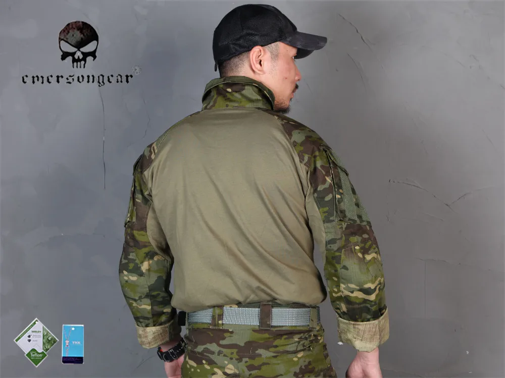 Мужская Военная страйкбольная БДУ Боевая униформа EMERSON Tactical Gen3 рубашка и брюки наколенники мультикам черный АОР Лесной
