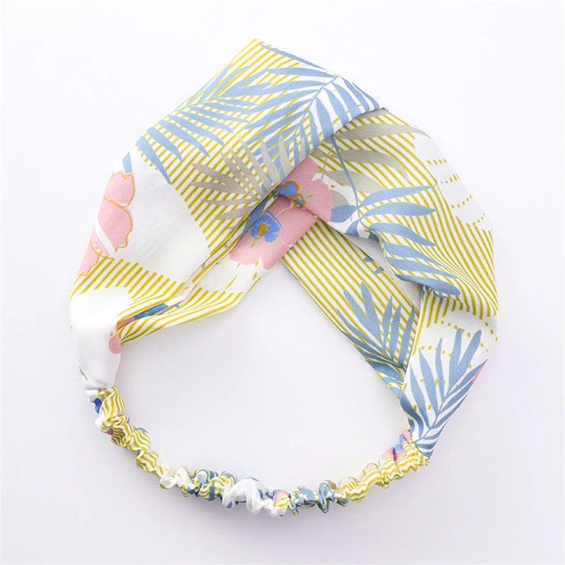 New Summer Flower Print Hairband Beach Holiday Wind Wide Side Casual Cross Hair Band For Women Accessories Headband |