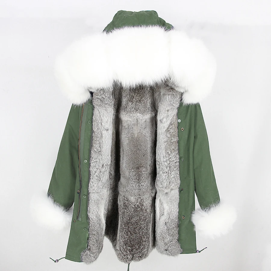6 OFTBUY, новинка, зимняя куртка, Женская длинная парка, воротник из белого лисьего меха, капюшон, толстая, теплая, подкладка из меха кролика, верхняя одежда, уличная одежда, новинка - Цвет: 6