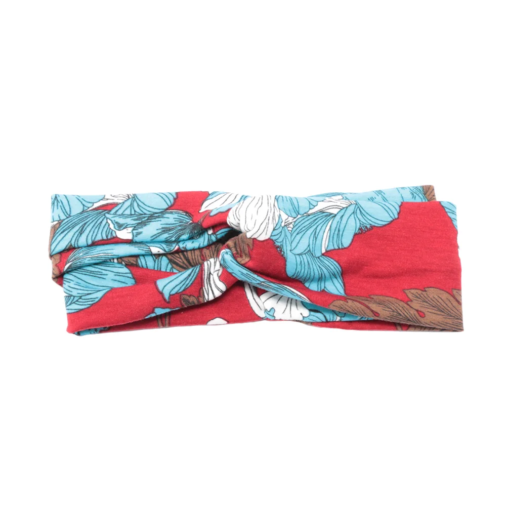 Women Twisted Knotted Floral Headband Summer Bohemia Floral Wide Stretch Hair Band for Girls Elastic Turban Spa Headbands