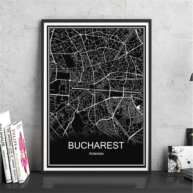 BUCHAREST Индивидуальные карты вашего города плакат абстрактный холст с покрытием бумага Живопись Художественная печать Картина гостиная кафе домашний декор - Цвет: BUCHAREST