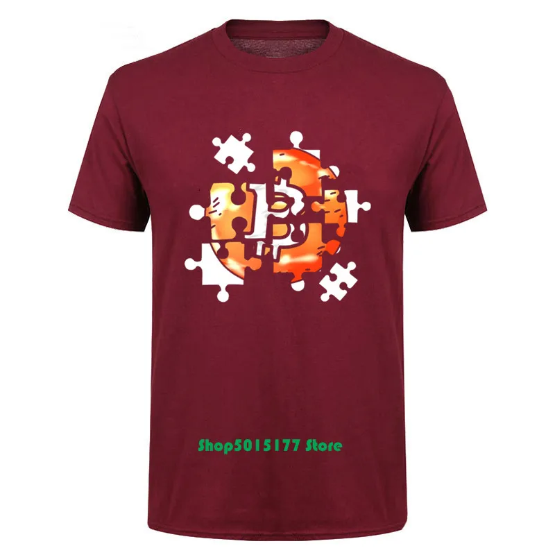 Модная мужская футболка с принтом Мужская брендовая Биткойн головоломка BTC Blockchain