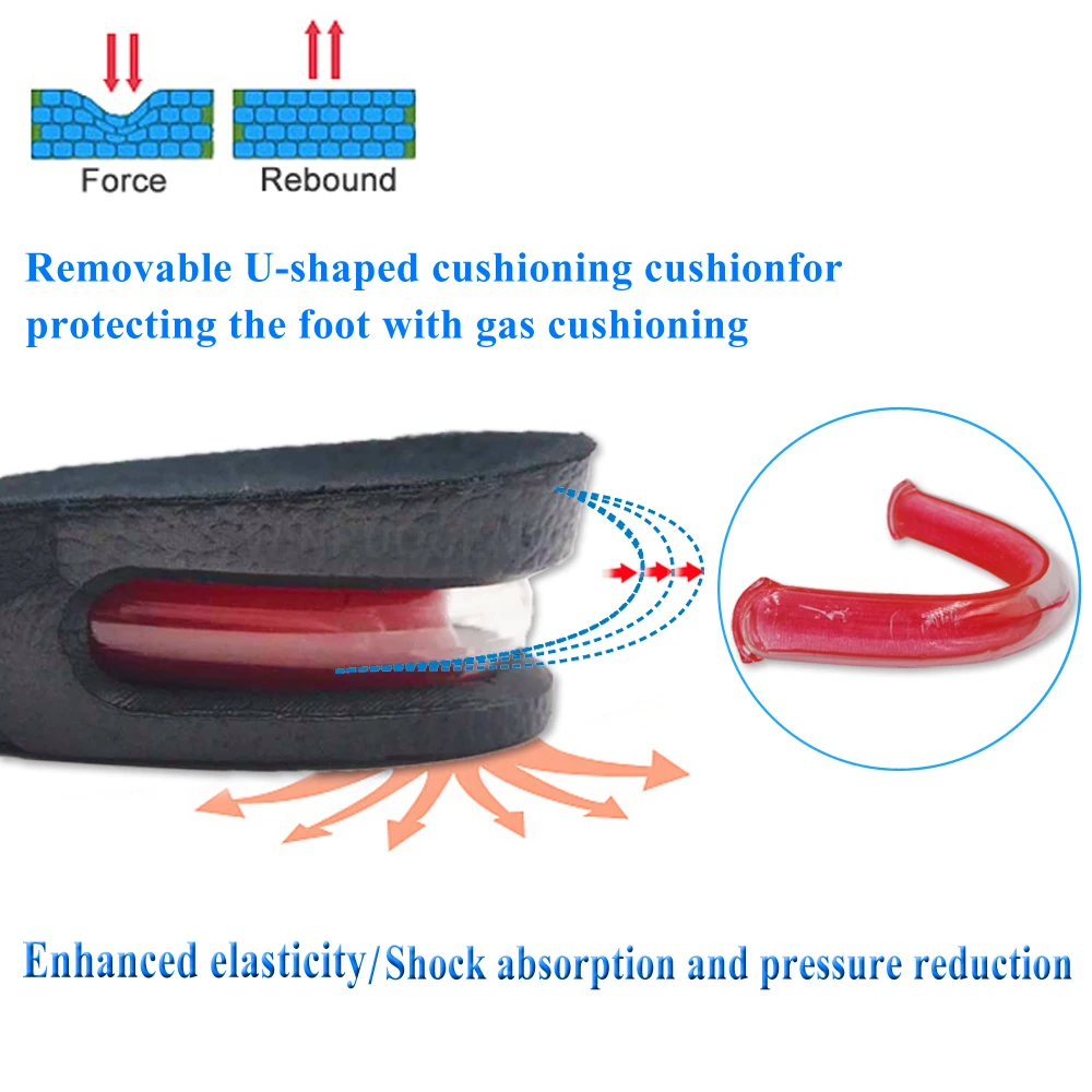3-9cm Height Increase Insole Cushion Height Lift Adjustable Cut Shoe Heel Insert Taller Elevator Insoles for Foot Pads Unisex