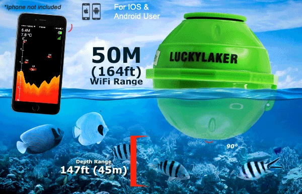 WI FI fish finder Lucky FF 916 Sonar Wireless WIFI 50 M Operation Range Rechargeable Lithuim Battery sonar Android IOS