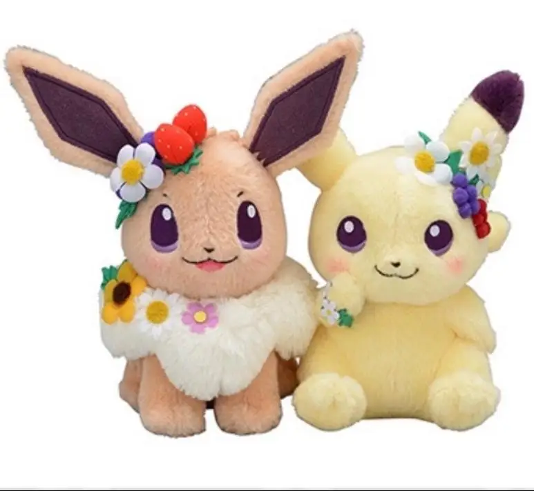 3 Японская аниме игра Пикачу и Eievui Пасхальный Eevee с цветком плюшевая кукла мягкая игрушка ограниченная плюшевая кукла игрушка - Цвет: 3