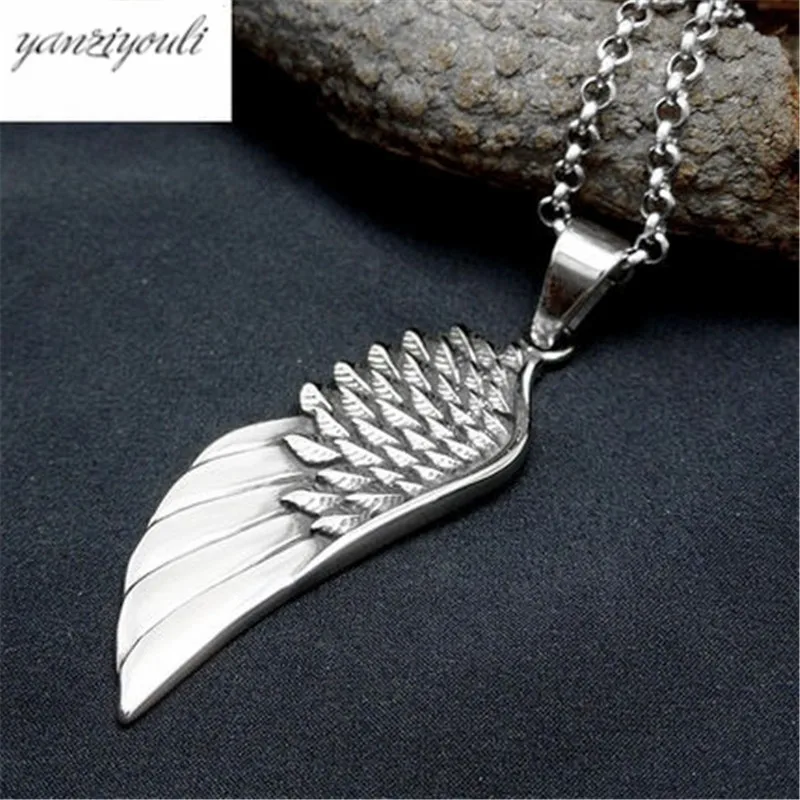 Мужской чокер из нержавеющей стали винтажное готическое перо Ангел Подвески