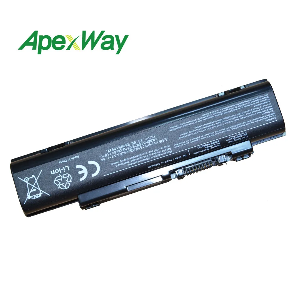 

Аккумулятор ApexWay 4400 мА · ч, 10,8 В, 6 ячеек, для ноутбука TOSHIBA Dynabook Qosmio T750 T751 T851,F750 F755 Series PA3757U-1BRS, PABAS213
