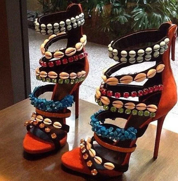

Sexy String Bead Women Sandal High Heels Cut-out Strappy Sandals For Women Summer Dress Shoes High Quality Free Ship