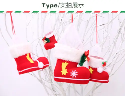 4 размера рождественские ботинки флокирующие носки Подарочная коробка конфеты