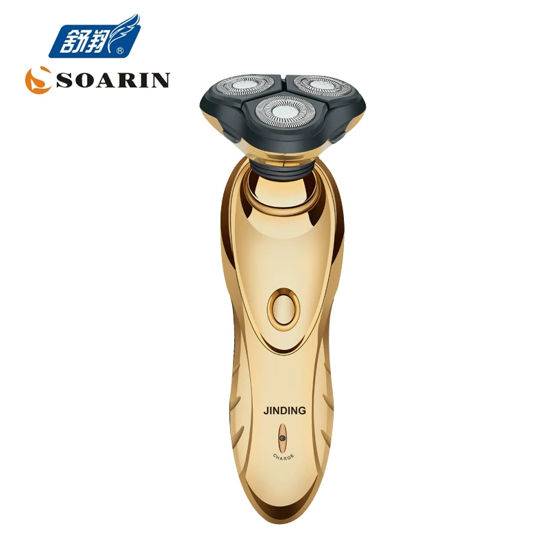 Gold Rechargeable Shaver 3d Float Triple Blade Electric Head Trimmer Waterproof Men Shaver
