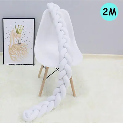 White-2M Новинка! 1 м/2 м/3 м кровать для новорожденных бампер длинный Узелок Детская кровать Декор чистый ткачество плюшевый узел кроватка бампер протектор для детской комнаты декор - Цвет: White-2M