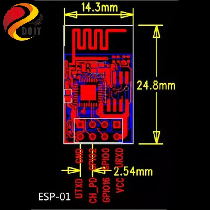 Беспроводной приемопередатчик DOIT ESP8266 ESP01 модуль беспроводной связи Wi Fi отправка