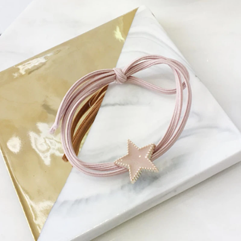 

2018 New Arrival Flower Heart Pink 1PC/1Pair Cartoon Face Bear Korean Bowknot Elasticity Allergy Free Star Young Heart