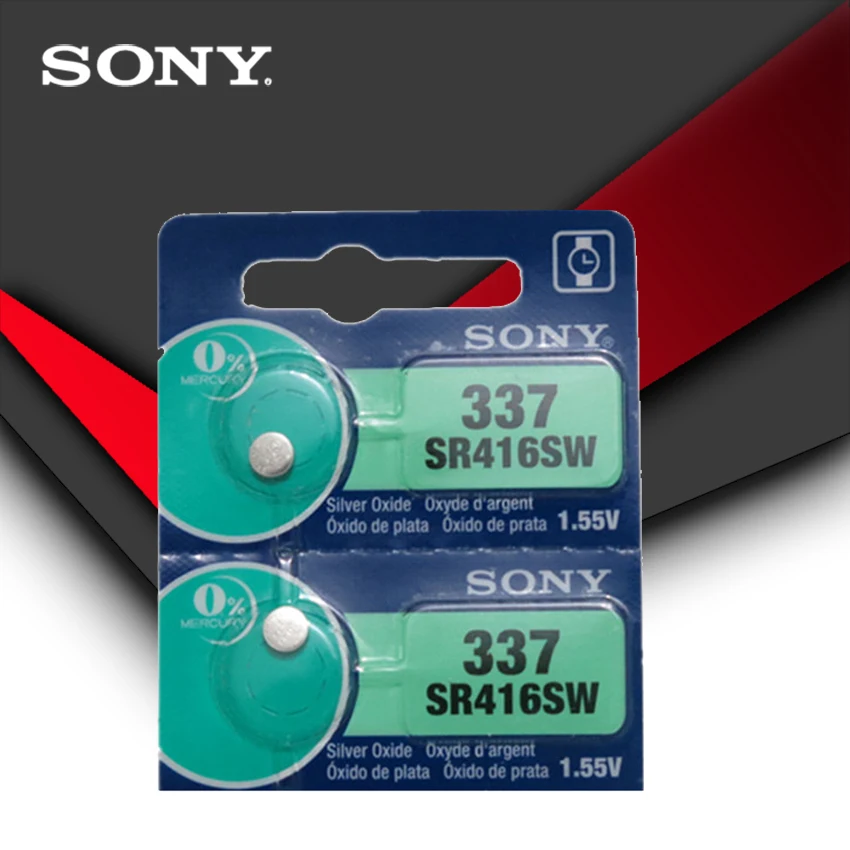 5 шт. sony 337 SR416SW 1,55 V оксида серебра часы Батарея SR416SW 337 кнопка плоский круглый аккумулятор Сделано в Японии