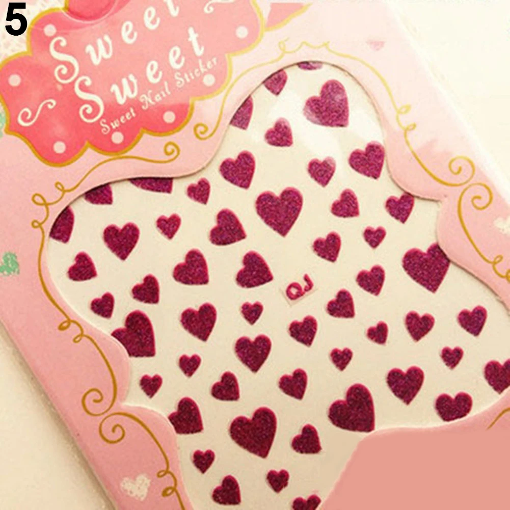 Фиолетовый 1 Sheet Love Heart Design Nail Art Stickers Water Transfer Decal Slider Watermark Nail Wraps Decal Manicure Nail Tips Decoration - Цвет: Фиолетовый