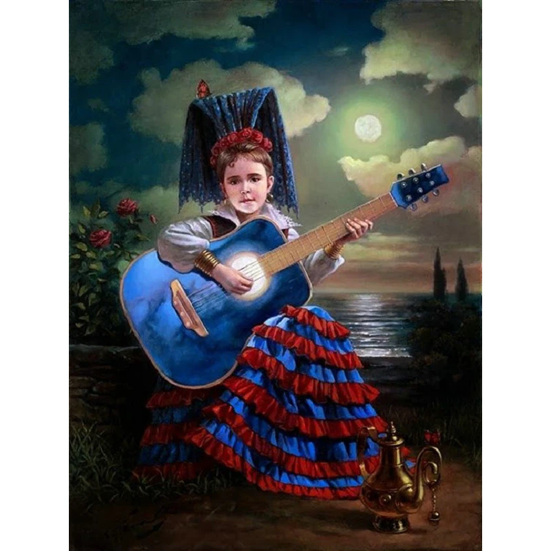 

YIKEE diamond painting Guitar little girl,3d picture,diamand painting K853