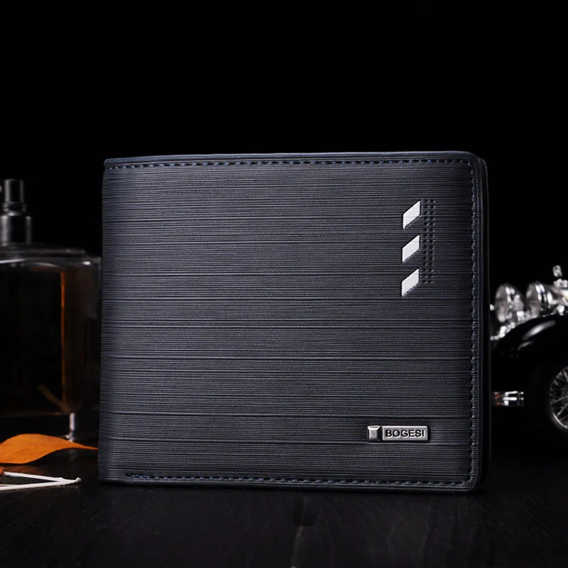 Мужской кожаный кошелек Bogesi короткий горизонтальный и вертикальный дизайн