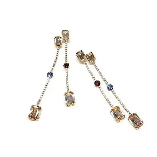 65 gold color MENGJIQIAO новые корейские Звездные стильные блестящие серьги с кисточками со стразами для женщин, модные длинные серьги Oorbellen - Окраска металла: 65 gold color
