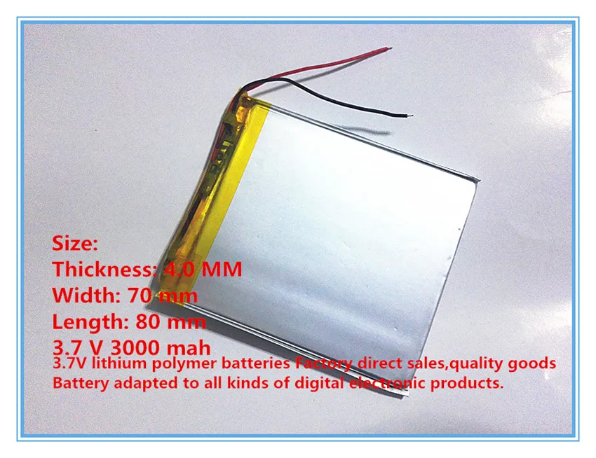 

best battery brand Free shipping Original Li-ion battery 3.7v 2500mAh Lithium Polymer Battery For Mp3 GPS NAV 407080