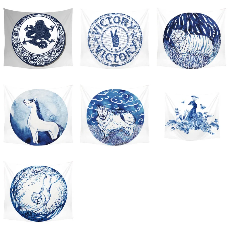 Животные Дракон Единорог настенный гобелен обезьяна лама Павлин напечатанный