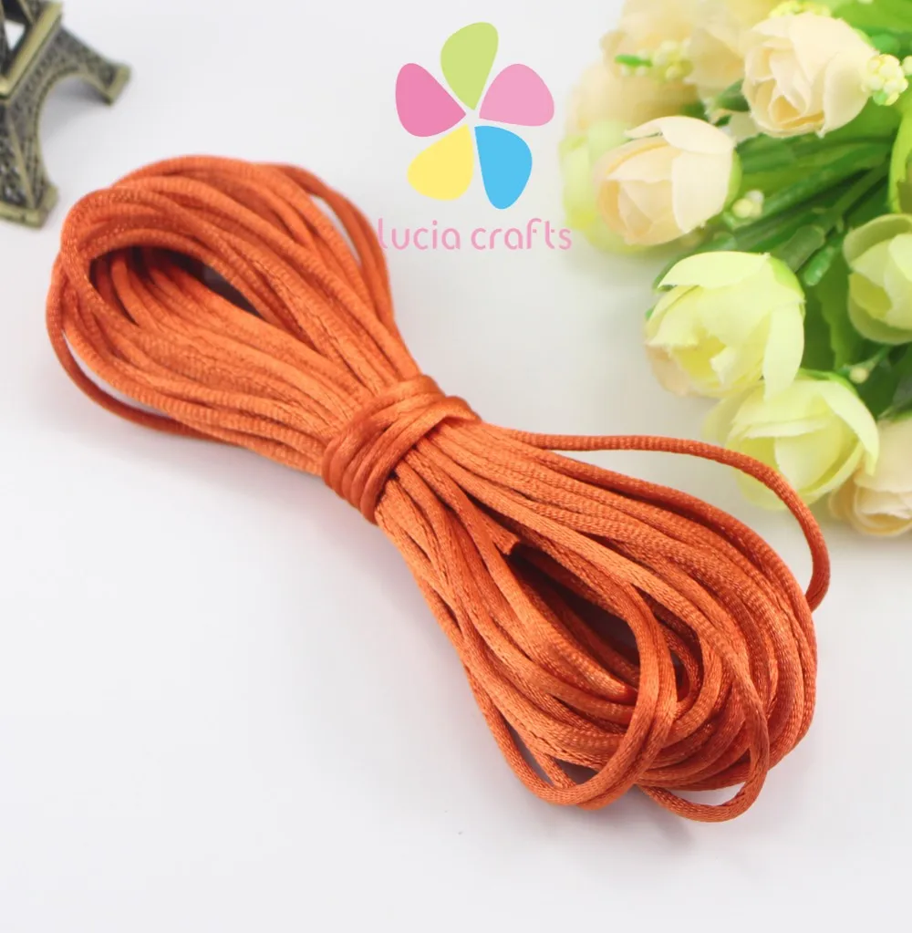 Color1 orange Lucia crafts 10 лет/Лот, 2 мм, мягкий сатиновый шнур, шелковый шнур макраме, нейлоновая веревка, аксессуары для рукоделия, W0402 - Цвет: Color1 orange