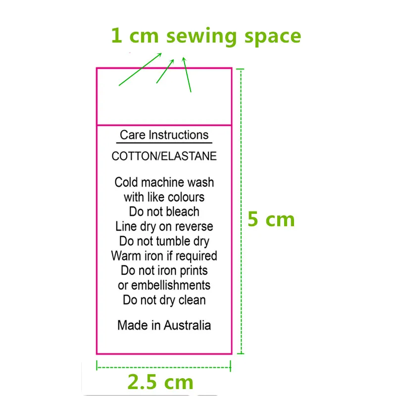 Атласная лента 100 шт. сделано в Австралии/США бирка для стирки белая по уходу