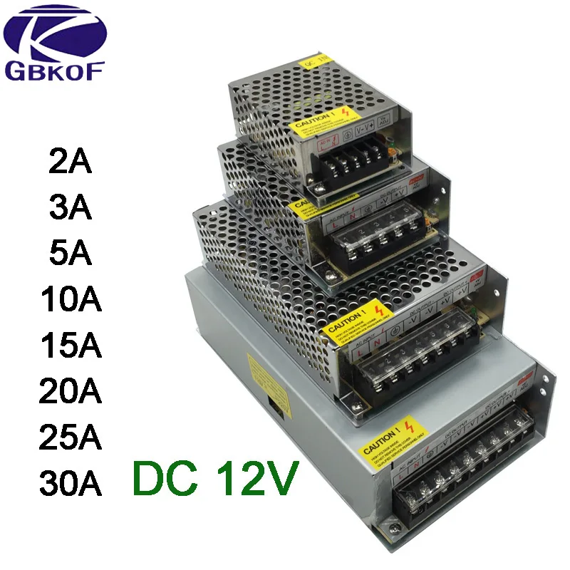 Питание DC 12V 1A 2A 3A 5A 10A 12A 15A 20A 30A светильник ing трансформатор для Светодиодные ленты