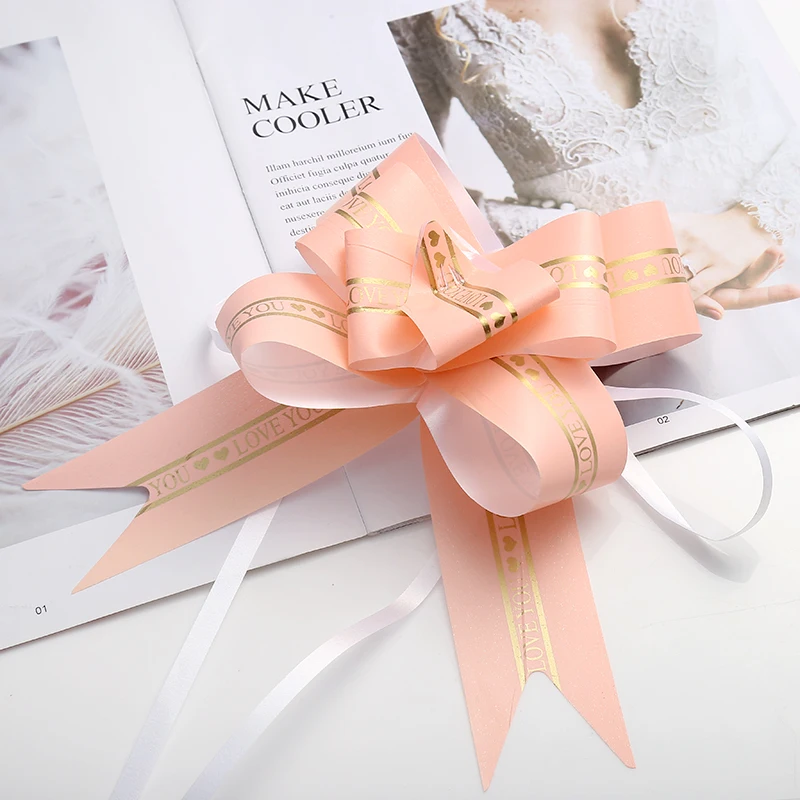 Высокое качество большие 10 шт. тянущиеся ленты с бантом украшение для свадьбы дня