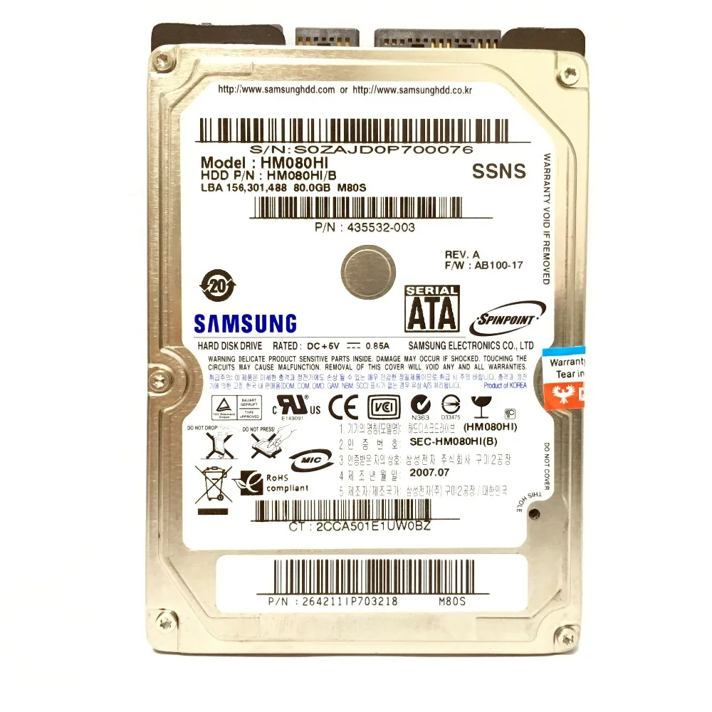 Ноутбук SAMSUNG Тетрадь 500 80 Гб 160 250 320 160G 250 г 320 ГБ 500 г 1 ТБ 2,5 HDD 5400 об/мин 8 м SATA внутренние жесткие диски для ноутбуков