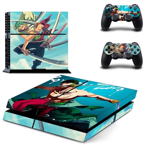 Аниме one piece Луффи наклейка для PS4 виниловая наклейка, стикер для консоли sony Playstation 4 и 2 контроллера наклейка для PS4 стикер - Цвет: DPTM0801