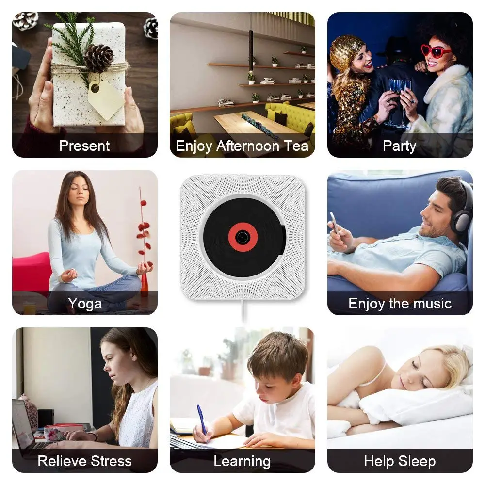 Eastpin CD плеер с Bluetooth настенный Пульт дистанционного управления fm радио HiFi динамик