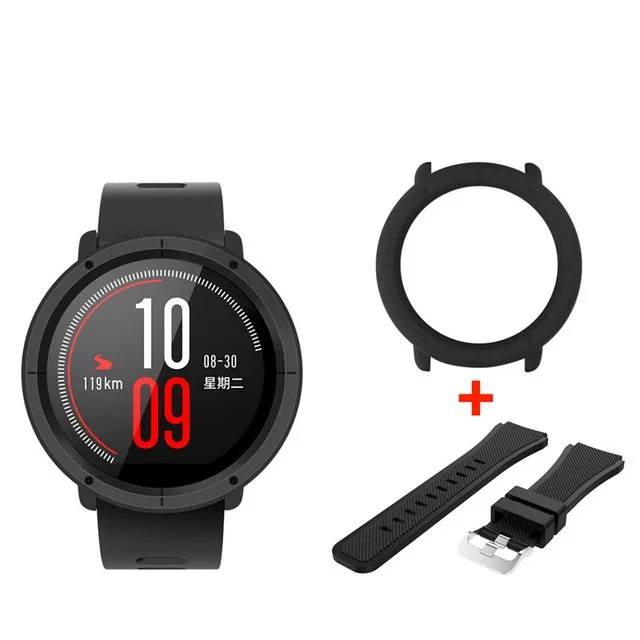 Многоцветный силиконовый ремешок для часов с тонкой рамкой корпуса для Huami Amazfit Pace Замена браслета Полные Защитные чехлы