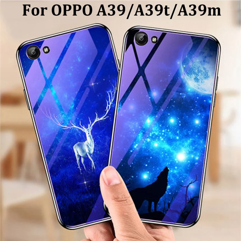 Чехол для OPPO A39 A39t A39m модный синий чехол из закаленного стекла A 39 T/M чехлы