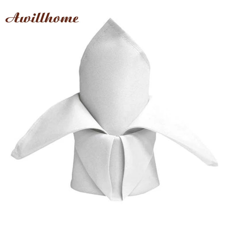Awillhome 10 шт./лот 200gsm простые белые кружки полиэстер Набор салфеток салфетки 40x40 см Ресторан Прополка - Цвет: Белый